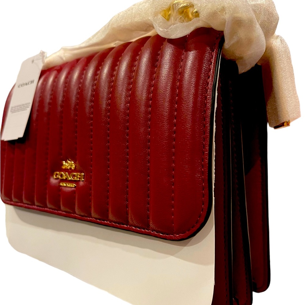 NWT💐Coach Klare crossbody bag linearQuilty napa leathers mauve Burgundy💐👜